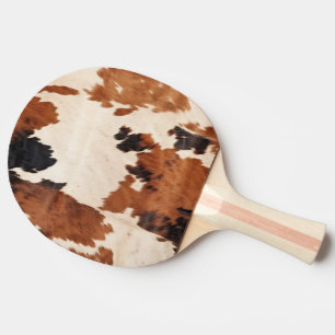 Brown Black White Cowhide Ping Pong Paddle