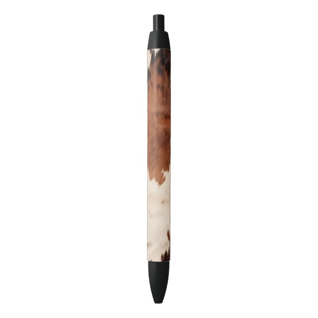 Brown Black White Faux Cowhide Ink Pen (Front Vertical)