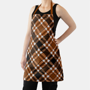 Brown Black White Flannel Tartan Pattern Design  Apron