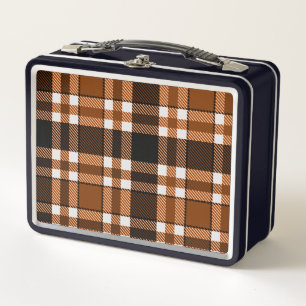 Brown Black White Flannel Tartan Pattern Design Metal Lunch Box