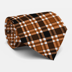 Brown Black White Flannel Tartan Pattern Design  Tie
