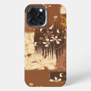 brown black white flowers iPhone 13 pro max case