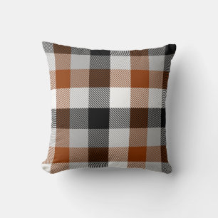 Brown Black White Twill Gingham Design  Cushion