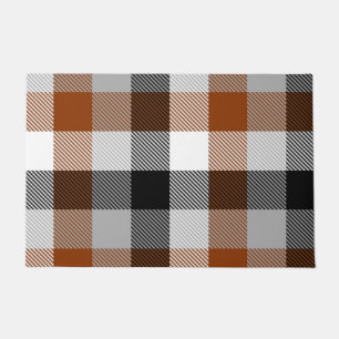 Brown Black White Twill Gingham Design Doormat