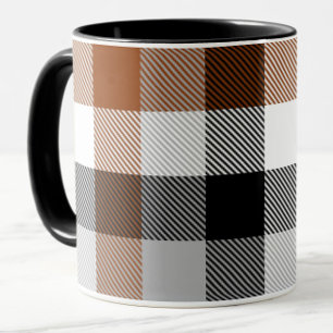 Brown Black White Twill Gingham Design Mug