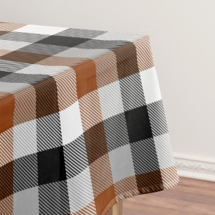 Brown Black White Twill Gingham Design  Tablecloth