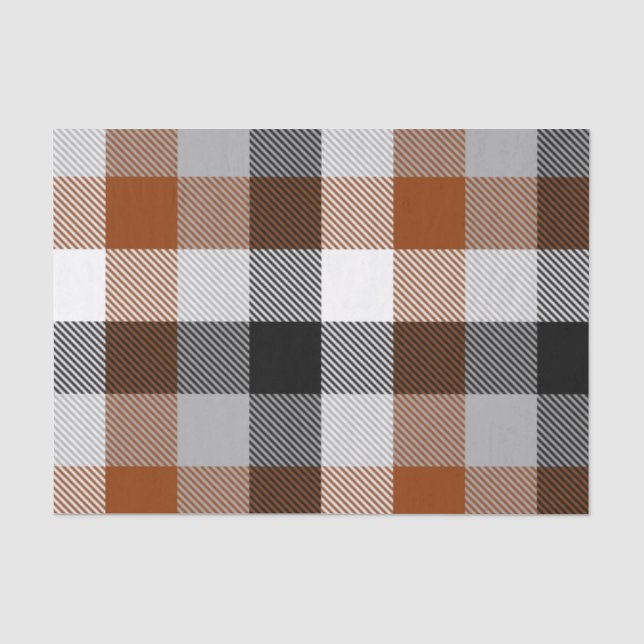 Brown Black White Twill Gingham Design  Tissue Paper (Front)