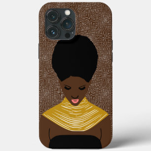 brown Black Woman Looking Down   Tribal Necklace iPhone 13 Pro Max Case