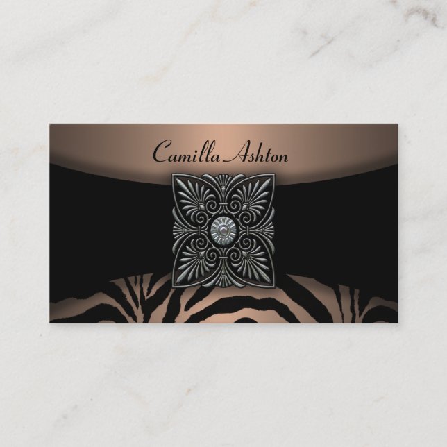 Brown & Black Zebra Business Cards (Front)