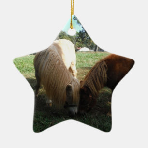 Brown Blonde," Miniature Horses"Two Little Ponies Ceramic Ornament