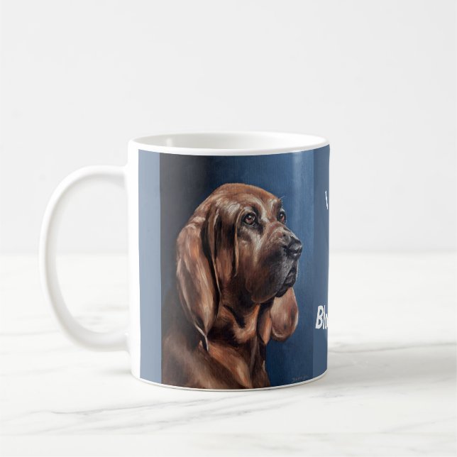 Brown Bloodhound oil painting mug (Left)