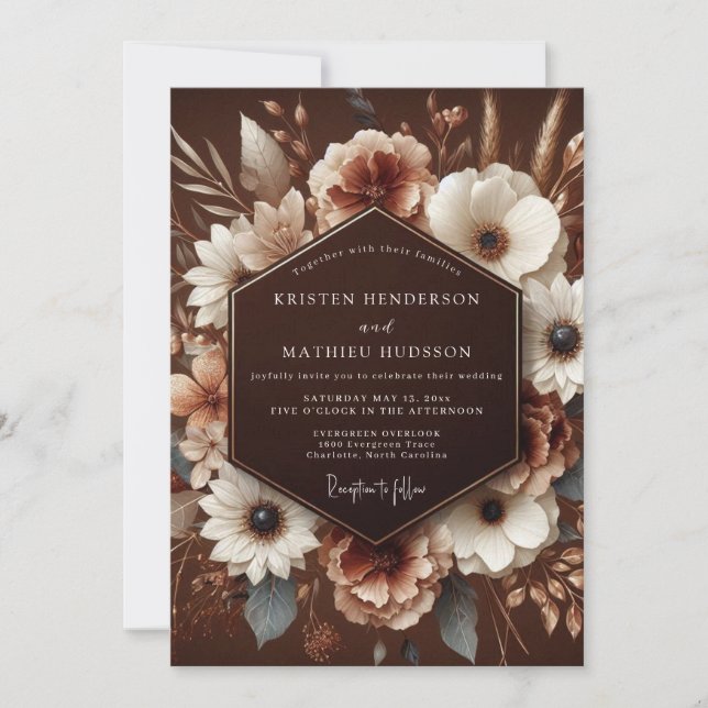 Brown Bloom Harvest Wedding Invitation (Front)