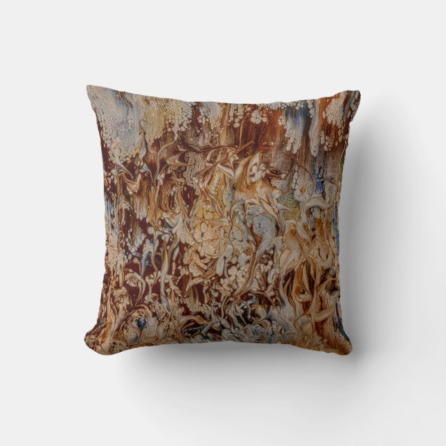 Brown Blue Abstract Garden Cushion (Front)
