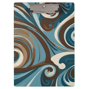 Brown, Blue, and Cream Abstract Clipboard