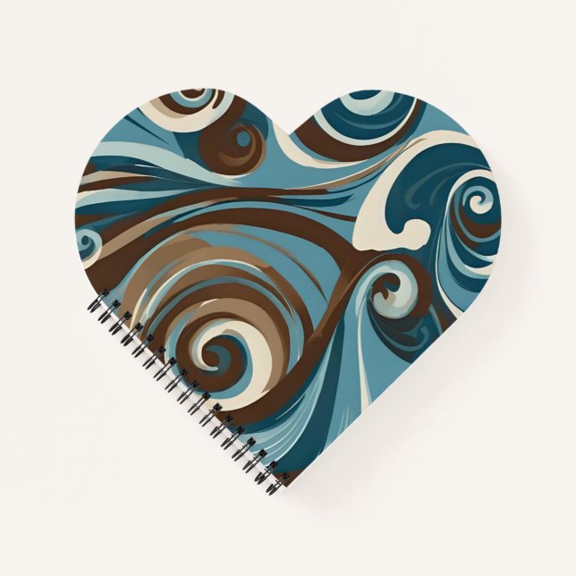 Brown, Blue, and Cream Abstract Notebook (Front)