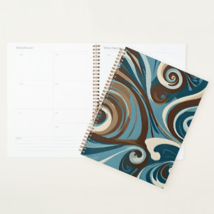 Brown, Blue, and Cream Abstract Planner