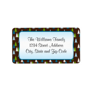 Brown Blue and Green Christmas Tree Pattern Label