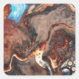 Brown, blue and Orange Modern Art    Square Sticker