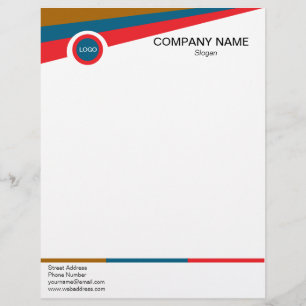 Brown Blue and Red Triangles Custom Letterhead