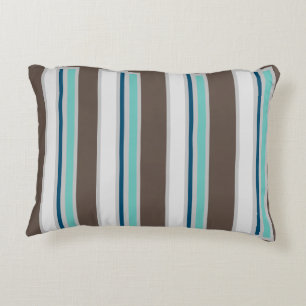 Brown, Blue and Teal Striped Decorative Accent Pi Decorative Cushion