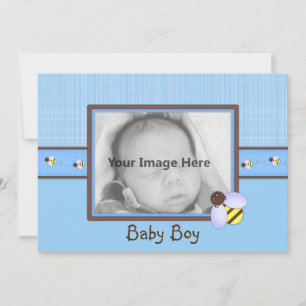 Brown & Blue Baby Boy Birth Announcement