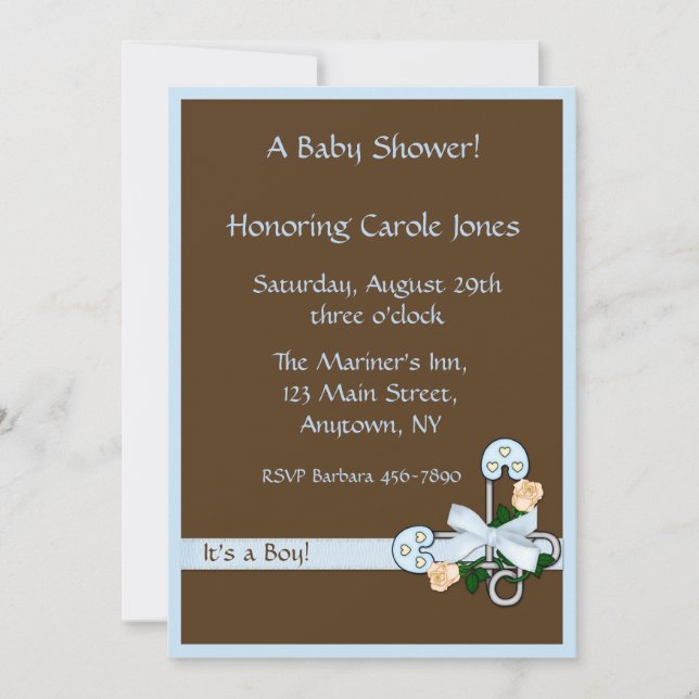 Brown Blue Baby Shower Invitation (Front)