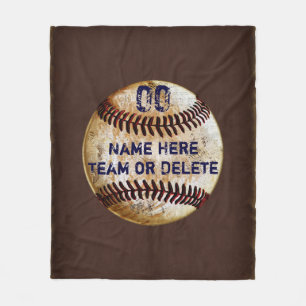 Brown, Blue Baseball Throw Blanket with Your Text