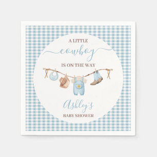 Brown Blue Cothesline Cowboy Baby Shower  Napkin