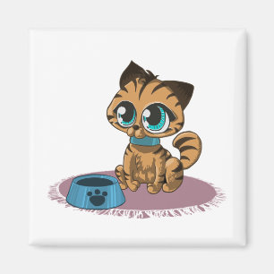 BROWN BLUE-EYED KITTEN ON A PURPLE MAT MAGNET