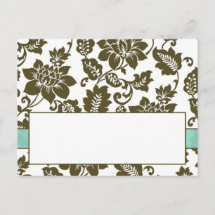 Brown/Blue Floral Damask Wedding Place Card