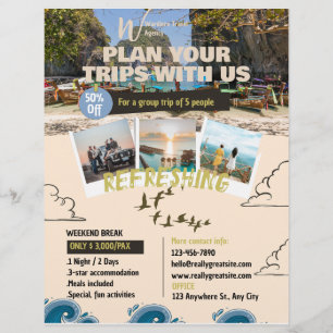 Brown Blue Illustration Travel Agency Flyer