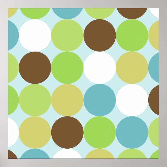 Brown blue polka dots poster (Front)