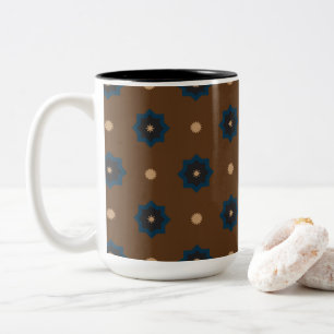 Brown Blue Rub El Hizb Pattern Two-Tone Coffee Mug