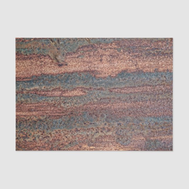 Brown & Blue Rusted Metal Pattern Tissue Paper (Front)