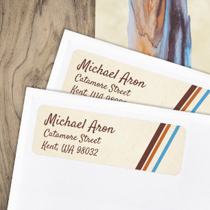 Brown & Blue Stripes Return Address Labels