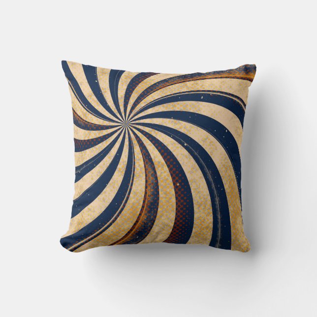 Brown Blue Swirl Abstract Throw Pillow Home Decor (Front)