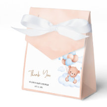 Brown Blue Teddy Bear Balloons Baby