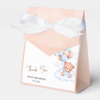 Brown Blue Teddy Bear Balloons Baby Favour Box
