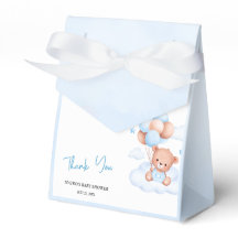 Brown Blue Teddy Bear Balloons Baby