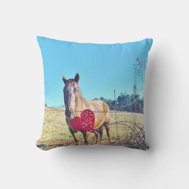 Brown Blue tinted Horse Heart Cushion (Front)