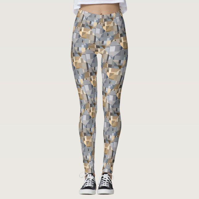 Brown/Blue Trendy Pattern Leggings (Front)