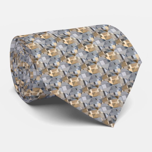 Brown/Blue Trendy Pattern Tie (Rolled)