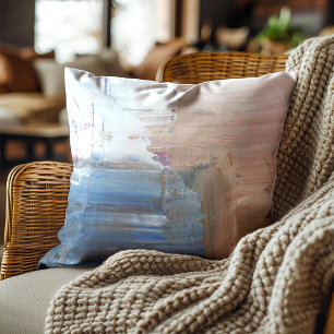 Brown Blue White Abstract Artistic Cushion