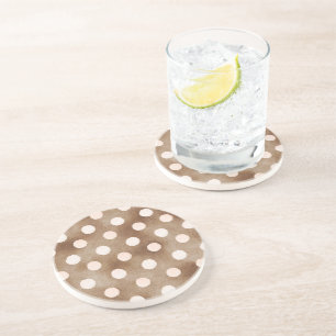 Brown Blush Cream Dots Coaster