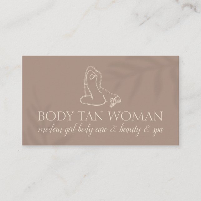 Brown Body Sculpting Wellness Cosmetics Beauty Spa Business Card (Front)