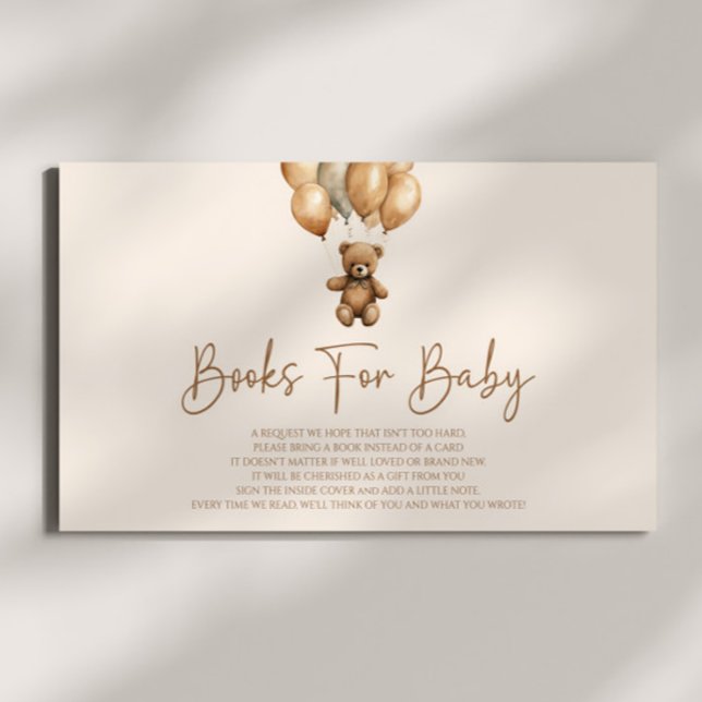 Brown Boho Teddy Bear Baby Shower Books For Baby Enclosure Card (Creator Uploaded)