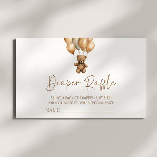Brown Boho Teddy Bear Baby Shower Diaper Raffle Enclosure Card