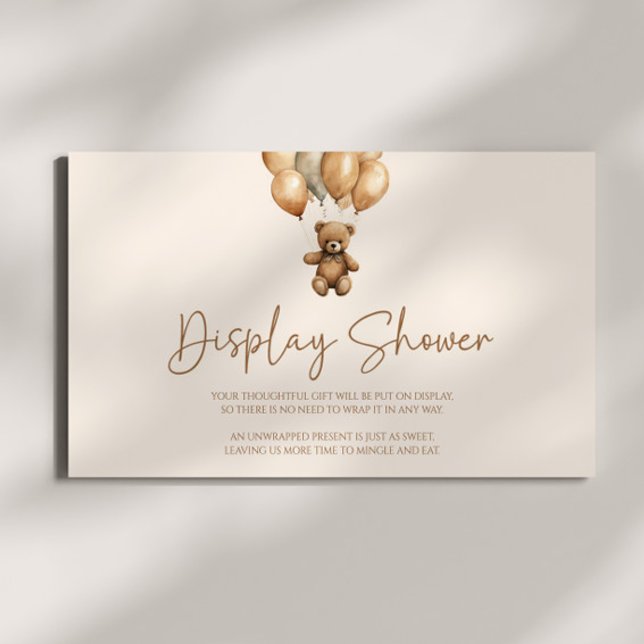 Brown Boho Teddy Bear Baby Shower Display Shower Enclosure Card (Creator Uploaded)