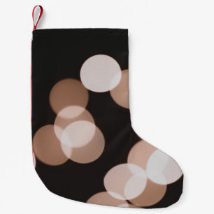 Brown bokeh lights small christmas stocking