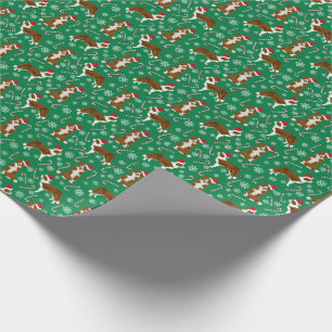 Brown Border Collie Christmas Dog Wrapping Paper